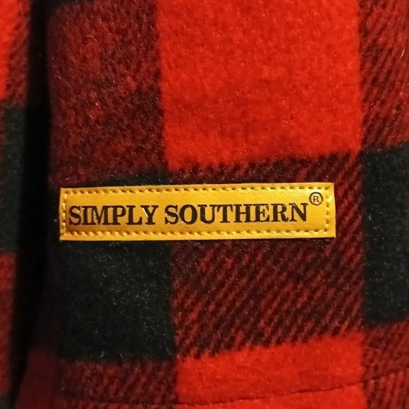 Flannel buffalo check plaid button down shacket pockets oversized small - Picture 6 of 10